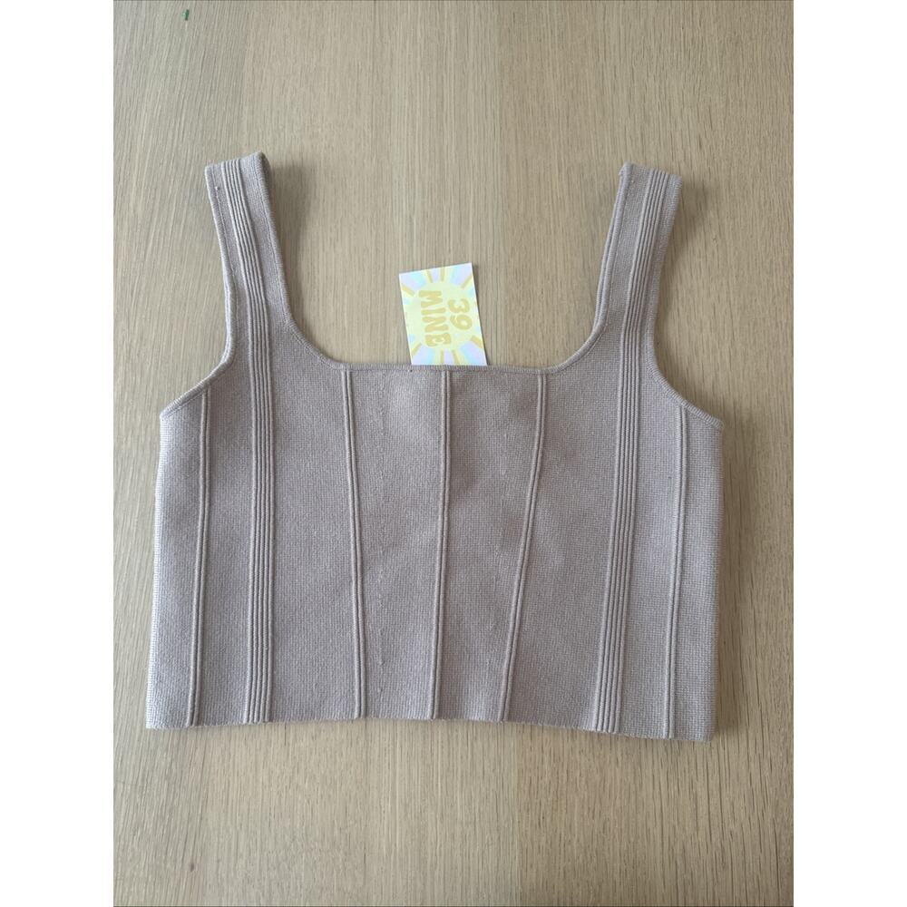 NWT All: Row The Farrah Top Ribbed Fitted Square Neck Crop Tank Top Medium